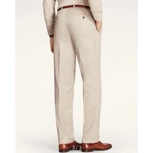 Brooks Brothers Advantage Chino Elliot Khaki Pleated Relaxed Pants Mens 36x30